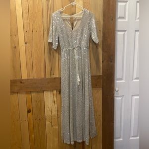 SAGE long Champagne sequence dress